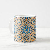 Geometric Moroccan Tile & Orange Pattern Koffiemok (Voorkant links)