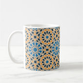 Geometric Moroccan Tile & Orange Pattern Koffiemok (Links)