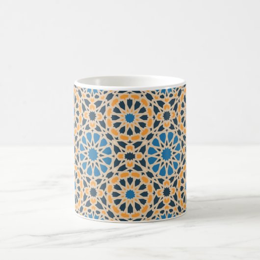 Geometric Moroccan Tile & Orange Pattern Magische Mok (Center)