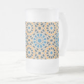 Geometric Moroccan Tile & Orange Pattern Matglas Bierpul (Voorkant rechts)