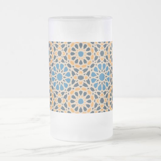 Geometric Moroccan Tile & Orange Pattern Matglas Bierpul (Center)