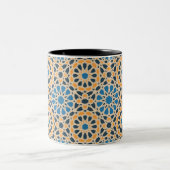 Geometric Moroccan Tile & Orange Pattern Tweekleurige Koffiemok (Center)