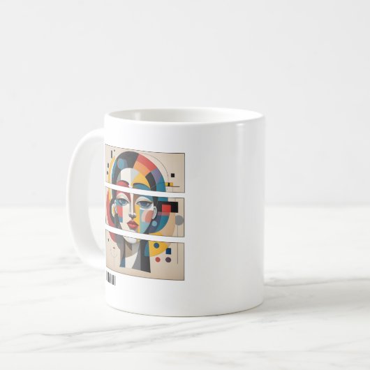 Geometric Muse – Abstract Face Mug (Devant gauche)