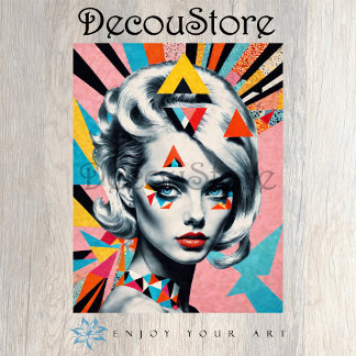 Geometric Muse – Moderne Pop Art Vrouw Decoupage Tissuepapier