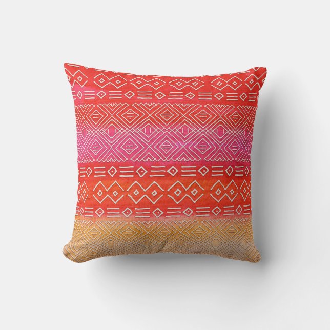 Geometric Navajo Pattern Pink Bohemian BOHO Desert Kussen (Voorkant)