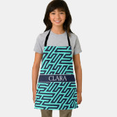 Geometric Navy Zwart Minimaal Patroon Schort (Insitu)