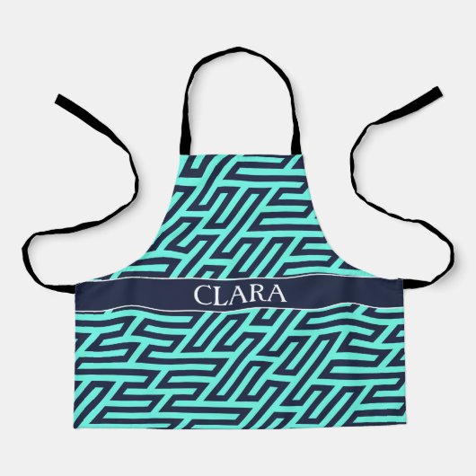 Geometric Navy Zwart Minimaal Patroon Schort (Voorkant)