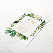 Geometric Oh Boy Tropical Baby shower Gold Folie Uitnodiging (Gedraaid)