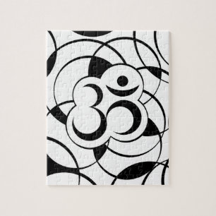 Geometric Om Symbol Black en White Legpuzzel