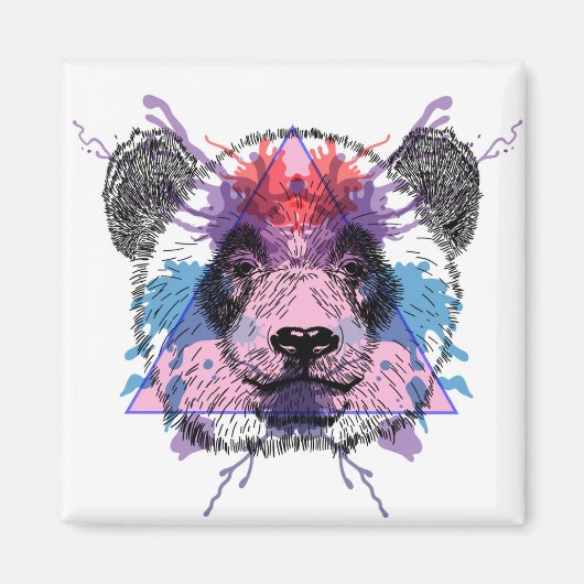 Geometric Panda Bear Magneet (Voorkant)