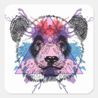 Geometric Panda Bear Vierkante Sticker