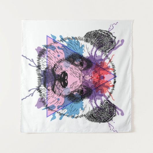 Geometric Panda Beer Wandkleed (Voorkant (horizontaal))