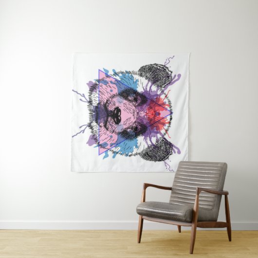 Geometric Panda Beer Wandkleed (In Situ (horizontaal))