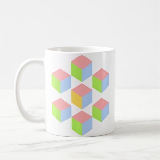 Geometric Pastel Isometric Optical Illusion Cube Koffiemok (Links)