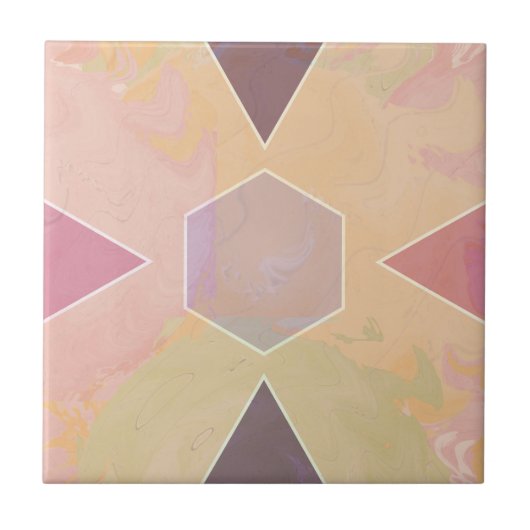 Geometric Pastel Marble Peach Tegeltje (Voorkant)