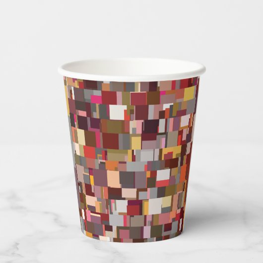 Geometric Patchwork Mosaic Pattern Papieren Bekers (Achterkant)