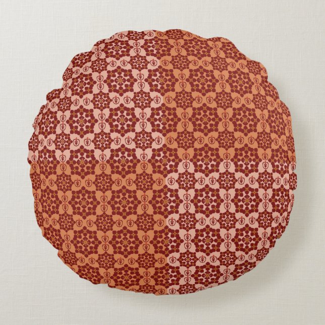 Geometric Patchwork Throw Pillow – Modern Purple C Rond Kussen (Voorkant)