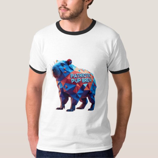 Geometric 'Patriotic Pup Brew' Futuristic Tee T-shirt (Voorkant)