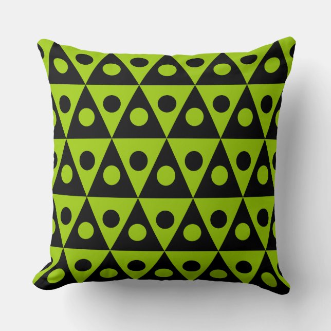 Geometric Pattern 260514 - Zwart op Martian Green Kussen (Voorkant)