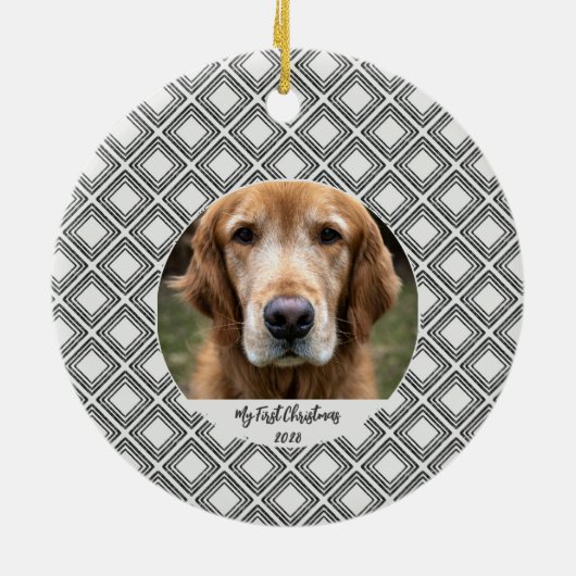 Geometric Pattern Christmas Pet Photo Ornament  (Achterkant)