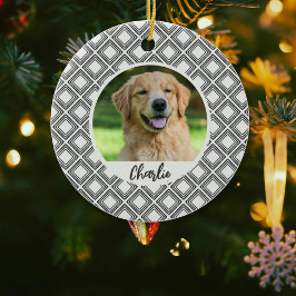 Geometric Pattern Christmas Pet Photo Ornament 