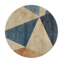 Geometric Pattern in Blues, Tans, and Rust Snijplank