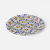 geometric pattern with blue, yellow, and white  papieren bordje (Gekanteld)