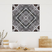 Geometric Pattern with Snowy Winter Trees Poster (Keuken)