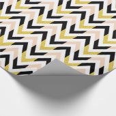 Geometric Peachy Pink, Gold, Black & White Chevron Cadeaupapier (Hoek)