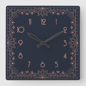 Geometric perfection in an Art Deco Vierkante Klok (Voorkant)