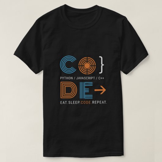 Geometric Programmer Code Eat Sleep Repeat Gift T-shirt (Design voorkant)