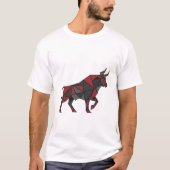 Geometric Red Black Bull Art Design T-shirt (Voorkant)