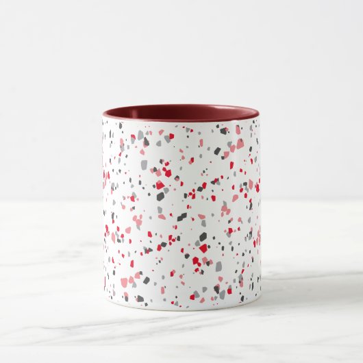 Geometric Red Gray Terrazzo Pattern Mok (Midden)