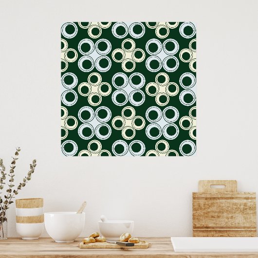 Geometric Retro Circles Pattern Poster (Keuken)