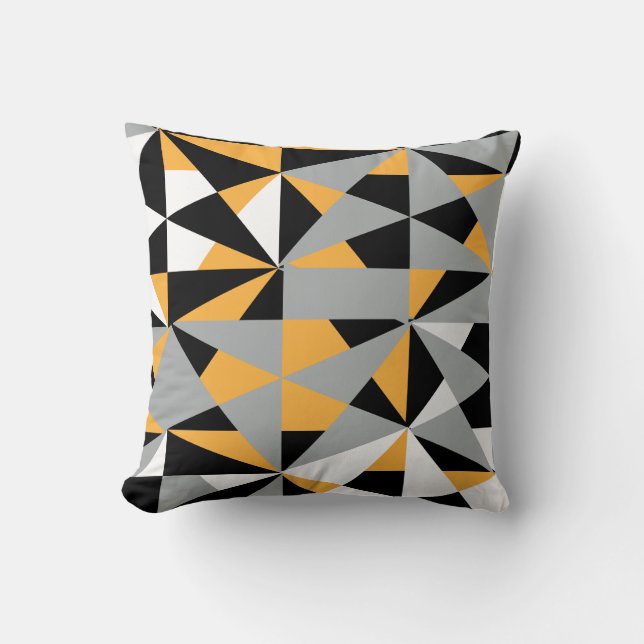 Geometric Retro Funky Mustard Yellow Black White Kussen (Voorkant)