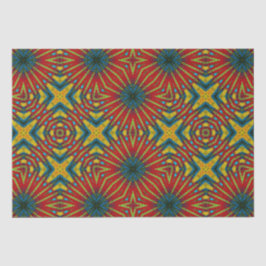 Geometric Rood Blauw & Geel Vintage Tribal Etnisch Tissuepapier