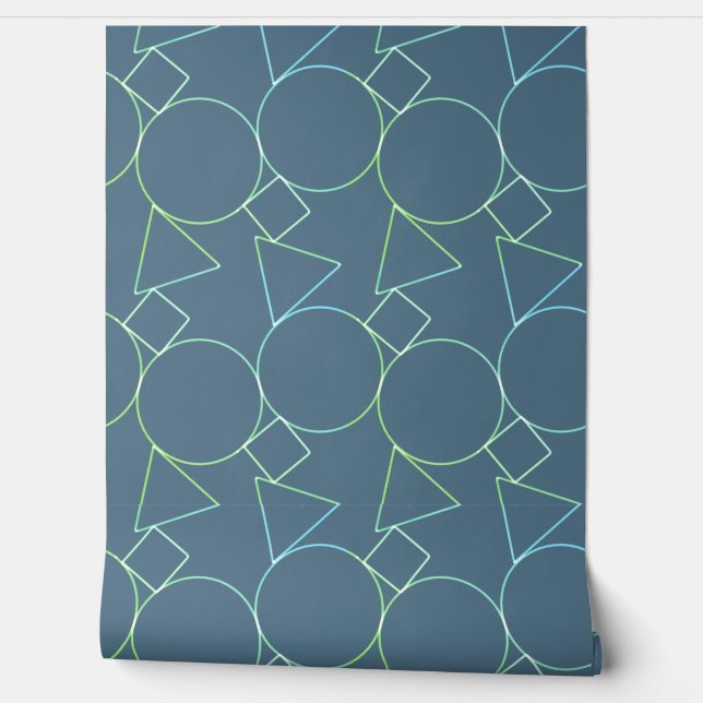 Geometric Shapes Simple Modern Dark Dusty Blue Behang (Afrollen)