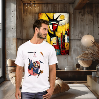 Geometric Sloth Abstract Polygon Animal Design T-shirt