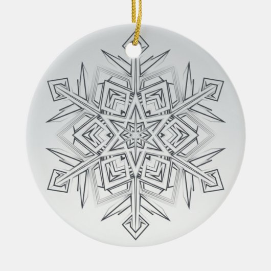 Geometric Snowflake Modern Gray & White Keramisch Ornament (Voorkant)