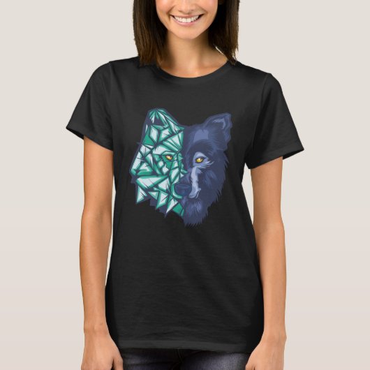 Geometric Split Wolf Face T-shirt (Voorkant)