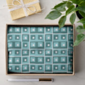 Geometric Squares Blue Pattern Tissuepapier (Geschenk)