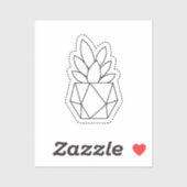 Geometric Succulent Plant in Pot Line Art Sticker  (Feuille)