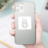 Geometric Succulent Plant in Pot Line Art Sticker  (Telefoon)