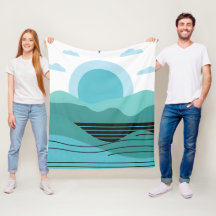 Geometric Sun Mountain Abstract with Tribal Border