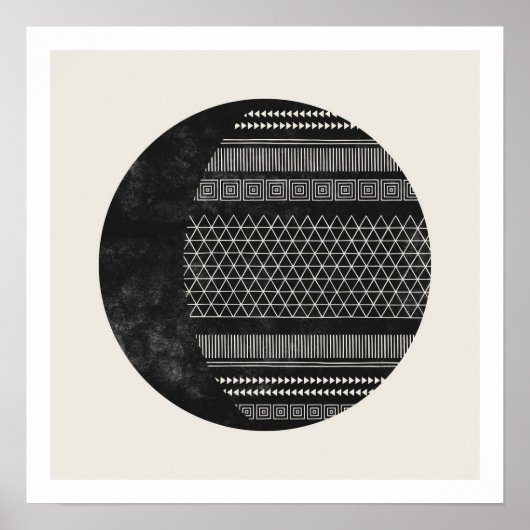 Geometric Tribal Pattern Eclipse Moon Art Print (Voorkant)