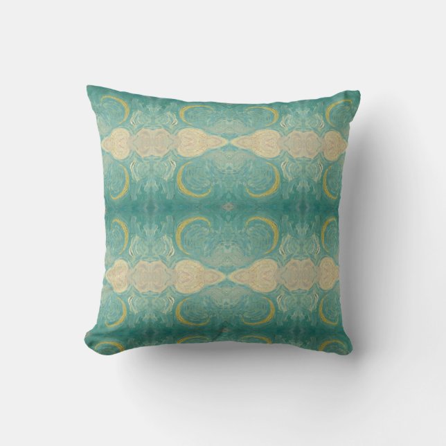 Geometric Van Gogh Cypresses green moon pillow Kussen (Voorkant)