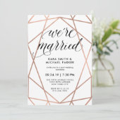 Geometric We're Married | Feest na de bruiloft Kaart (Staand voorkant)