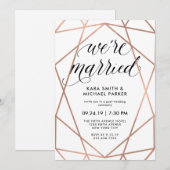 Geometric We're Married | Feest na de bruiloft Kaart (Voorkant / Achterkant)