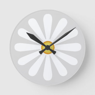 Geometric white and yellow daisy flower petals ronde klok