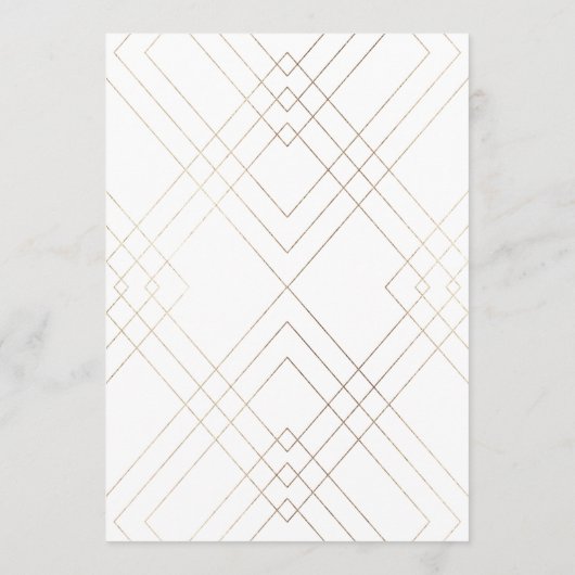 Geometric White Gold Gatsby Tall Wedding Menu (Achterkant)